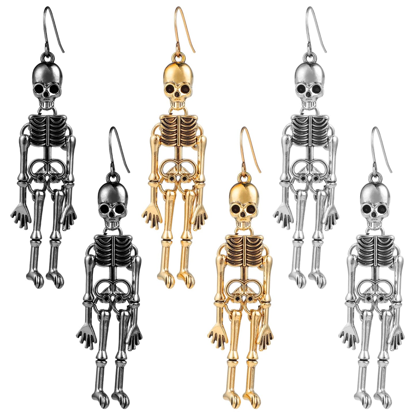 Lusofie 3 Pairs Skeleton Earrings Halloween Earrings Scary Halloween Party Earrings Halloween Accessories for Women Girls