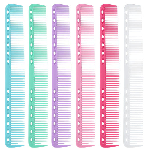 6Pcs Hair Cutting Comb Professional Carbon Fine Cutting Comb Heat Resistant Barber for Salon & Home Medium and Fine Tooth Combs for Men(Blue, Green, White, Pink, Rose Red, Purple)