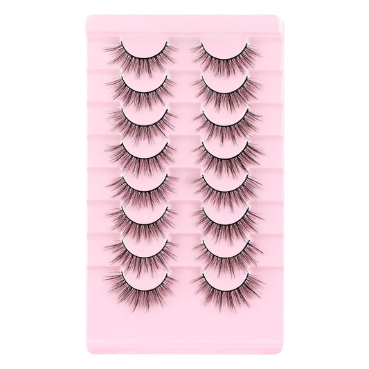 8 Pairs Manga Lashes, Natural Wispy Lashes, Lashes Wispy Reusable Waterproof Fluffy False Eyelashes