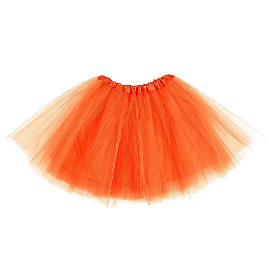 Adult Tulle Tutu Skirt 1950s Vintage Tulle Bubble Tutu Skirt Prom Party Skirt Elastic 3 Layer with Lining for Women (Orange)