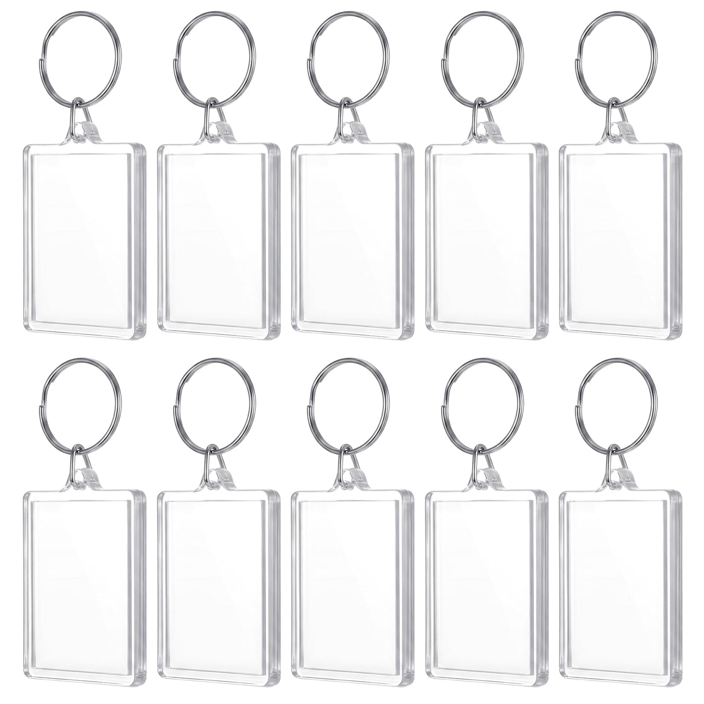 10Pcs Acrylic Photo Keychains, Clear Keyrings Picture Frame Keychains