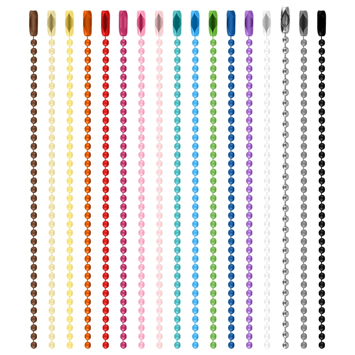 Lusofie 100PCS Ball Chain Necklace Colorful Metal Hanging Chains Metal Ball Chain with Connectors 2.4mm Iron Ball Chain Keychains DIY Necklace Jewelry Making Hanging Ornament Craft