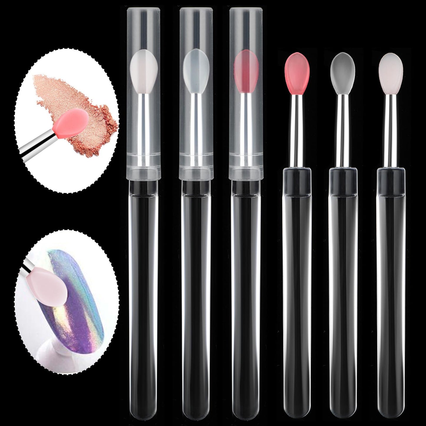 6pcs Silicone Lip Brush with Covers Silicone Lipstick Lip Gloss Applicator Brushes Reusable lipstick Brush Nail Art Applicator Tools Lip Eyeshadow Makeup StickMakeup Beauty Brushes(white Pink Red)