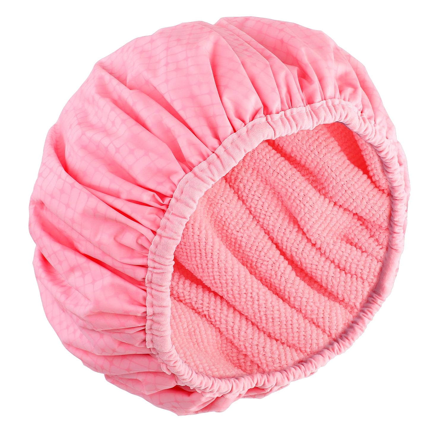 Pink Shower Cap,Waterproof Large Shower Cap for Women Reusable Double Satin Lined Shower's Caps for Long Thick Hair