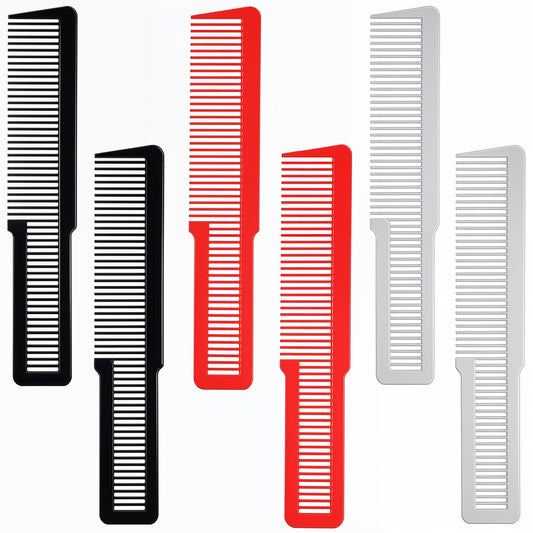 6 pcs Barber Cutting Comb Plastics Flat Square Back Barber Combs for Women Men Combs for Hair Stylist, for Professional Salon Hairdresser Fine Tooth Cutting Combs for Hair Stylist(Multicolor)