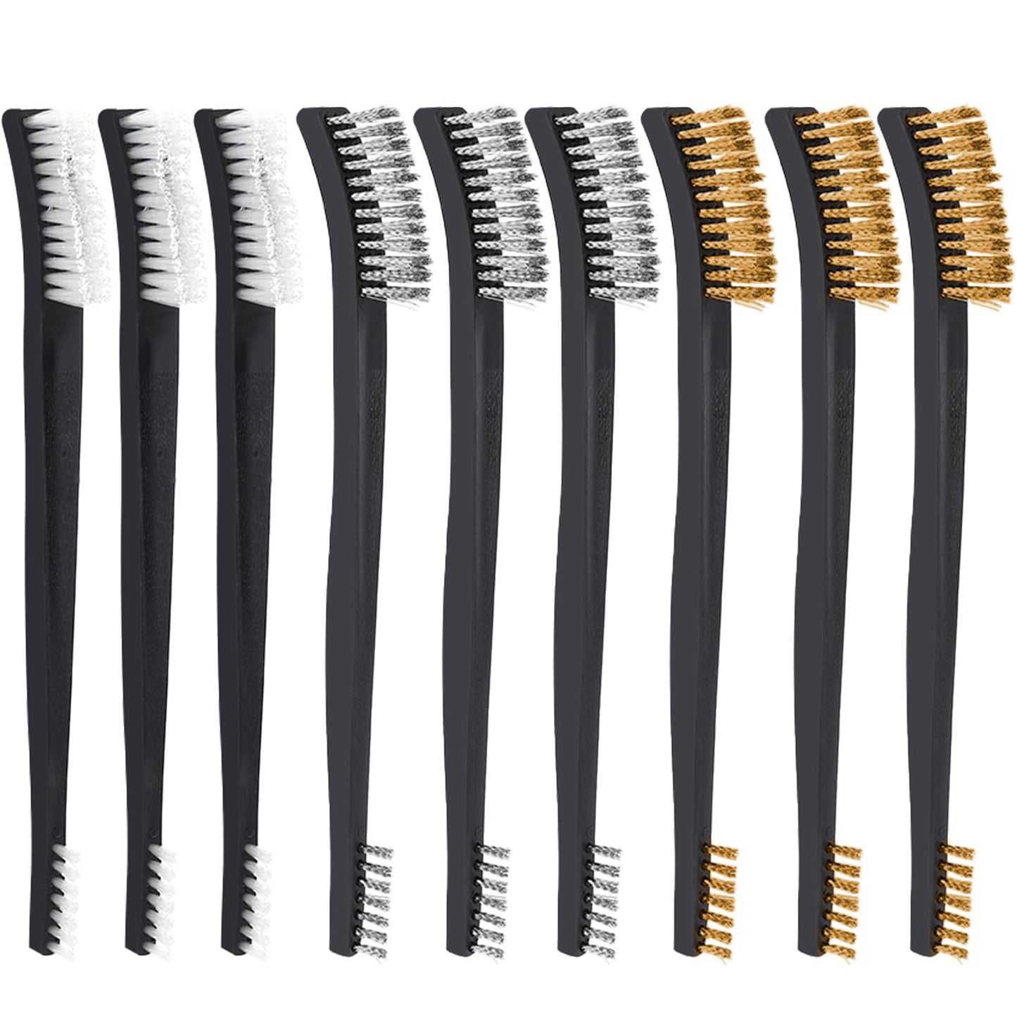 9pcs Mini Wire Brush Set, Metal Rust Remover Brushes, Handy Steel/Nylon/Brass Brush Set Suitable for Detailing Cleaning Welding Slag and Rust