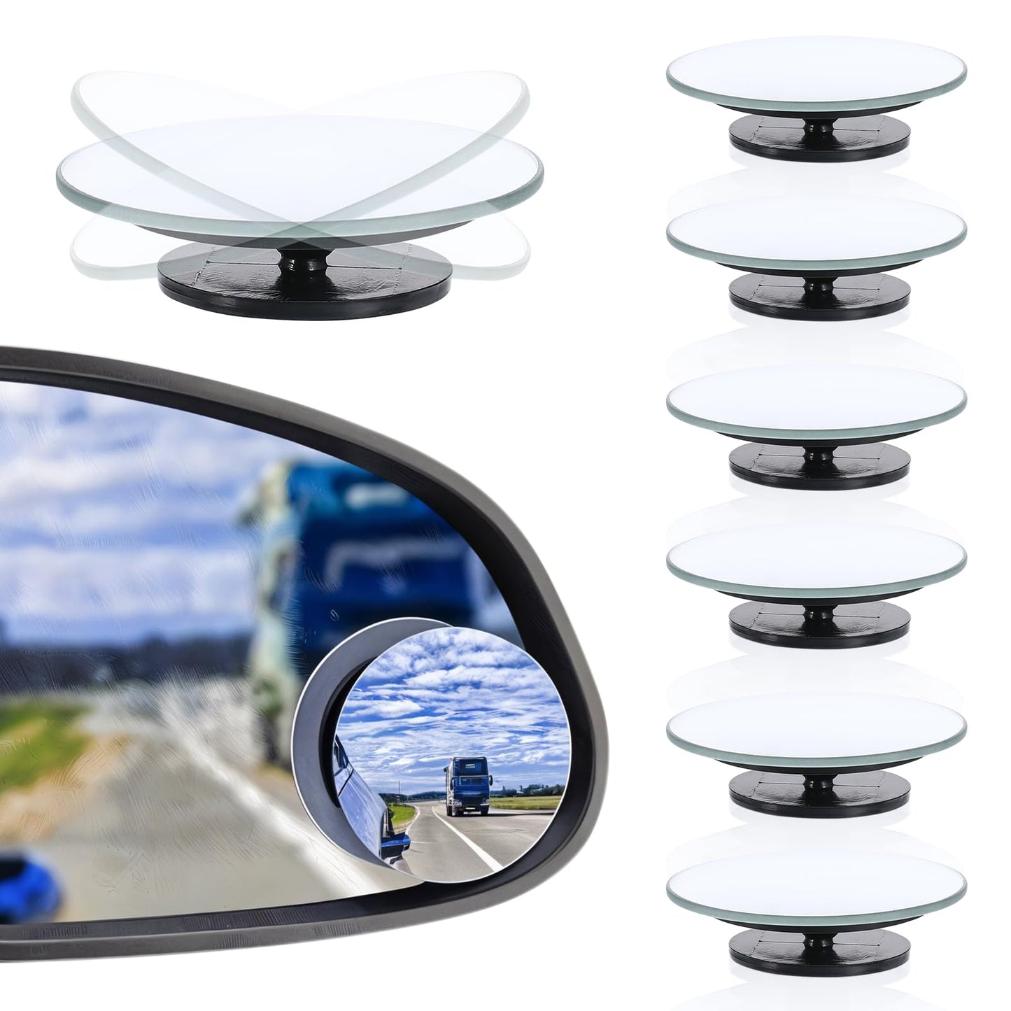 6 Pcs Side Mirror Blindspot, 2" Blind Spot Mirrors for Cars with Self Adhesive Angle Adjustable, Rear View Mirror Blind Spot Exterior Accessories for Car Trucks Suv