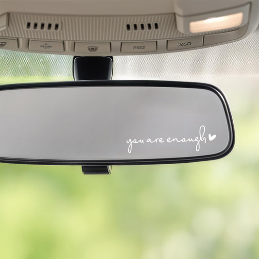 6Pack You are Enough Rearview Mirror Decal,Inspirational Car Window Decals Car Rearview Mirror Decal,Vanity Mirror Stickers,Car Decoration Accessories, Car Mirror Decals for Women(White)