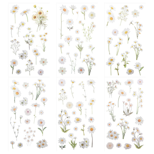 Daisy Stickers, 24pcs Transparent Flower Stickers for Scrapbooking,Notebooks Card Making Journaling Water Bottle Poster Decoration