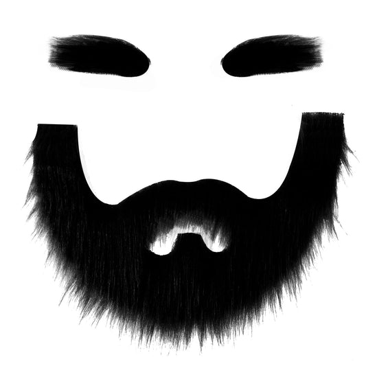 Fake Moustache and Eyebrows Set Self Adhesive Novelty Hairy Costume Facial Hair for Halloween Cosplay Party Supplies Decorations Stick On Moustache and Fake Beard Suitable for All Ages(Black)