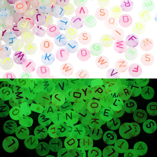 1000 Pcs Acrylic Letter Beads Alphabet Beads Heart Beads Fluorescence A-Z Round Spacer Letter Beads Bulk for DIY Necklace Bracelet Key Chains Jewelry Making
