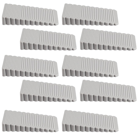 10Pcs Door Stops for Bottom of Door, Rubber Doors Stopper Wedge Stackable Doors Stop Wedge for Home, School, Commercial(Gray)