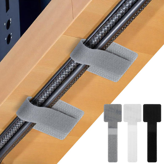 60PCS Hook and Loop Cable Ties, Self Adhesive Cable Straps, Reusable Cord Organizer, Adjustable Wire Management for Home Office Kitchen(White, Gray, Black)