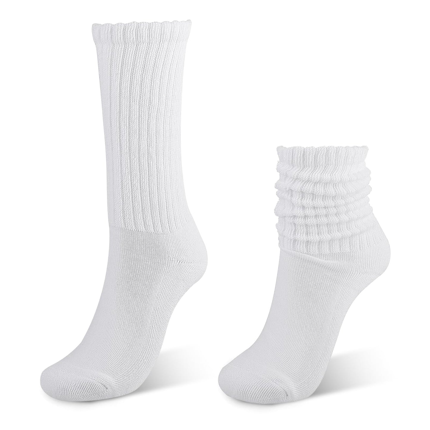 1 Pair White Scrunch Socks Cotton Womens White Crew Socks Retro Casual Scrunched Tube Sock Ribbed Cozy Slouchy Socks