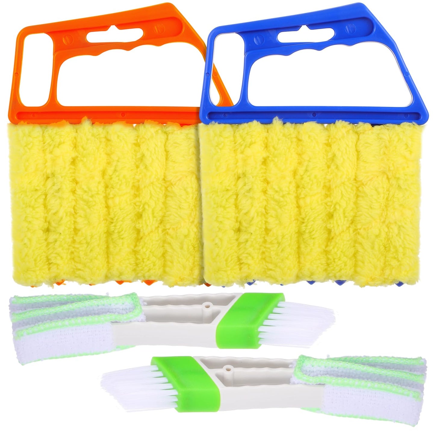 4PC Blind Cleaner Duster Tool - Washable 7 Fingers Blinds Cleaner Tool for Window Shutters Air Vents AC with 4 Cloth Covers