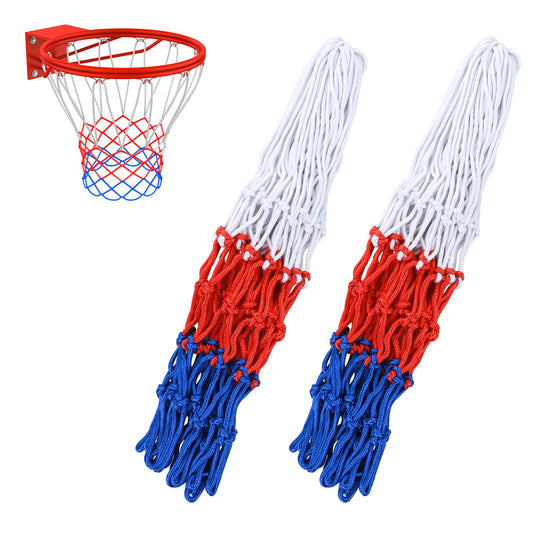 Yolev 2 Heavy Duty Basketball Net Tri-Colored Basketball Nets Replacement for School Playgrounds for Outdoor Indoor Sports