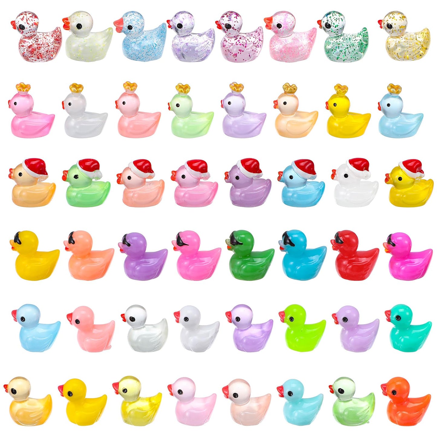 Yolev 50 Pcs Mini Resin Ducks, Glitter Tiny Ducks, Little Animals Figurines Tiny Animal Accessories for Craft Miniature Garden Plants Landscape Diy Home Decoration
