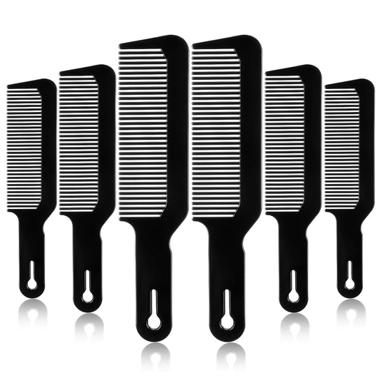 Lusofie 6Pcs Heat Resistant Barber Comb Flat Top Clipper Comb Professional Hair Cutting Comb Plastic Combs for Men Women Haircutting and Styling (Black 8.6 Inch)