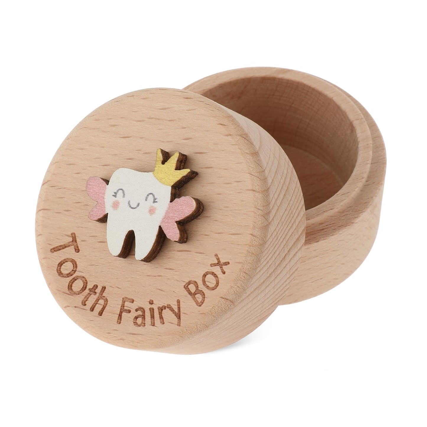 Tooth Fairy Box Tooth Keepsake Box 3D Carved Wooden Tooth Storage Box for Tooth Loss Baby Tooth Fairy Birthday Gifts