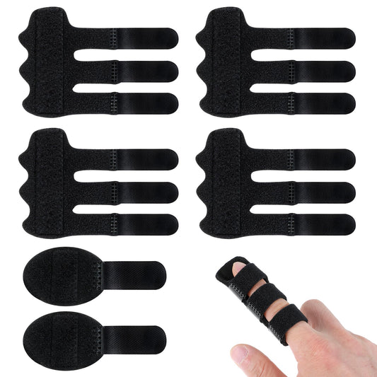 DIVINA VITAE 6Pcs Finger Splints for Full Size Finger, Reusable Finger Straightener Support for Arthritis Pain, Broken, Breathable Trigger Finger Brace for Left and Right Hand