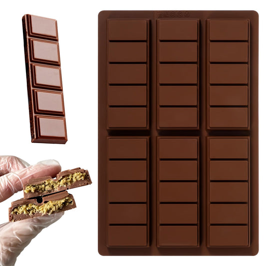 Thick Silicone Chocolate Bar Mold Deep Chocolate Bar Mold Large Candy Bars Molds for Filling Wax Candy Energy Protein Bars Bar Pistachio(Brown,5 grids)