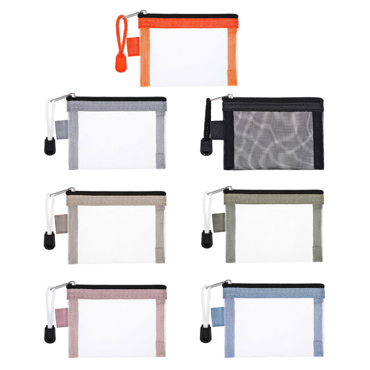 7 Pack Mini Zipper Mesh Bags 4.3" x 3"Nylon Small Mesh Bags with Zipper Coin Pouch Travel Pouch Makeup Cosmetic Mini Pouch Zipper Bags for Lipstick, Earphone, Jewelry,7 Color