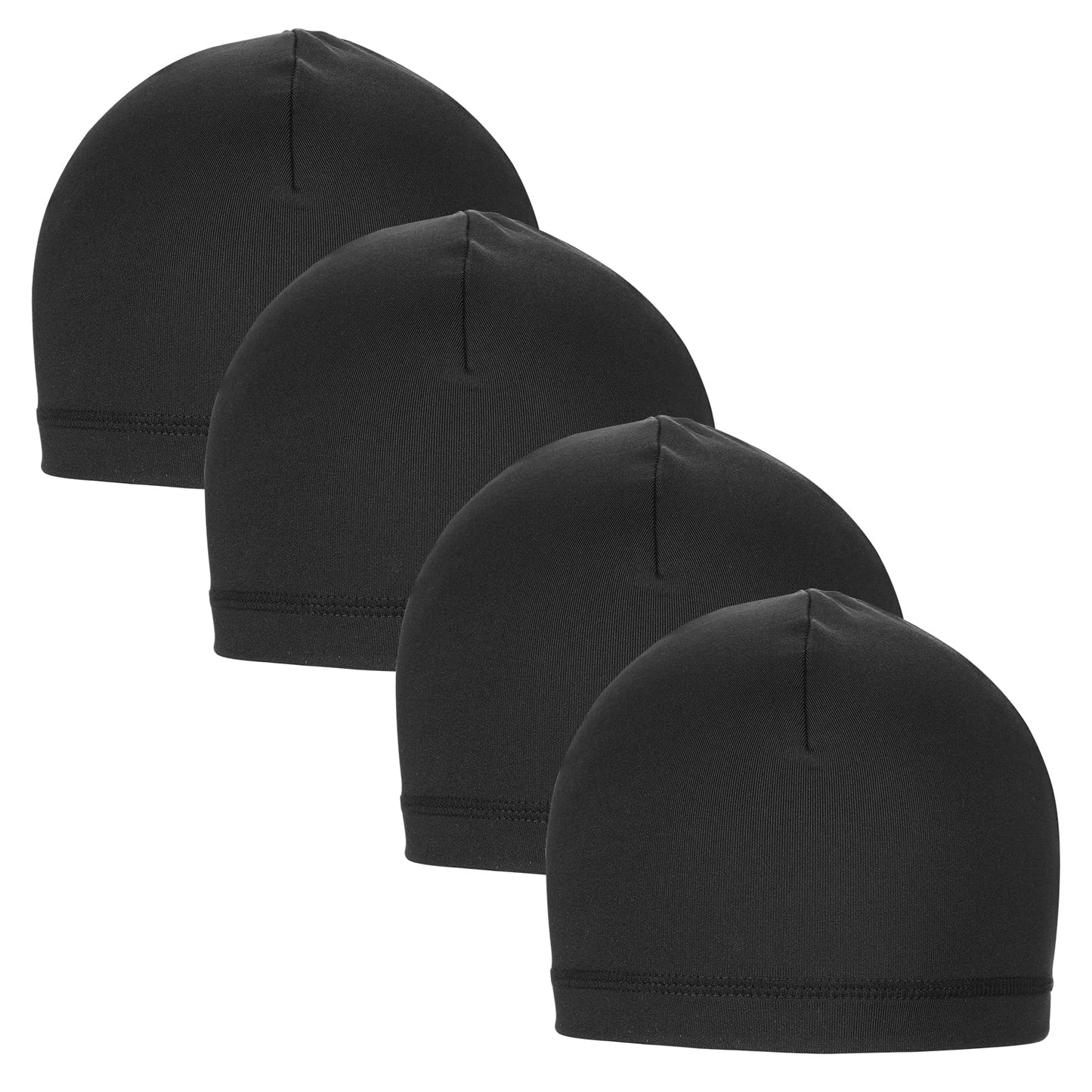 Lusofie 4 Pieces Men Skull Caps Soft Helmet Liner Cycling Running Hats Stretchy Helmet Liner Multifunctional Headwear for Men Women Black