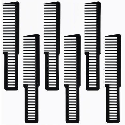 6 pcs Barber Cutting Comb Plastics Flat Square Back Barber Combs for Women Men Combs for Hair Stylist, for Professional Salon Hairdresser Fine Tooth Cutting Combs for Hair Stylist(Black)