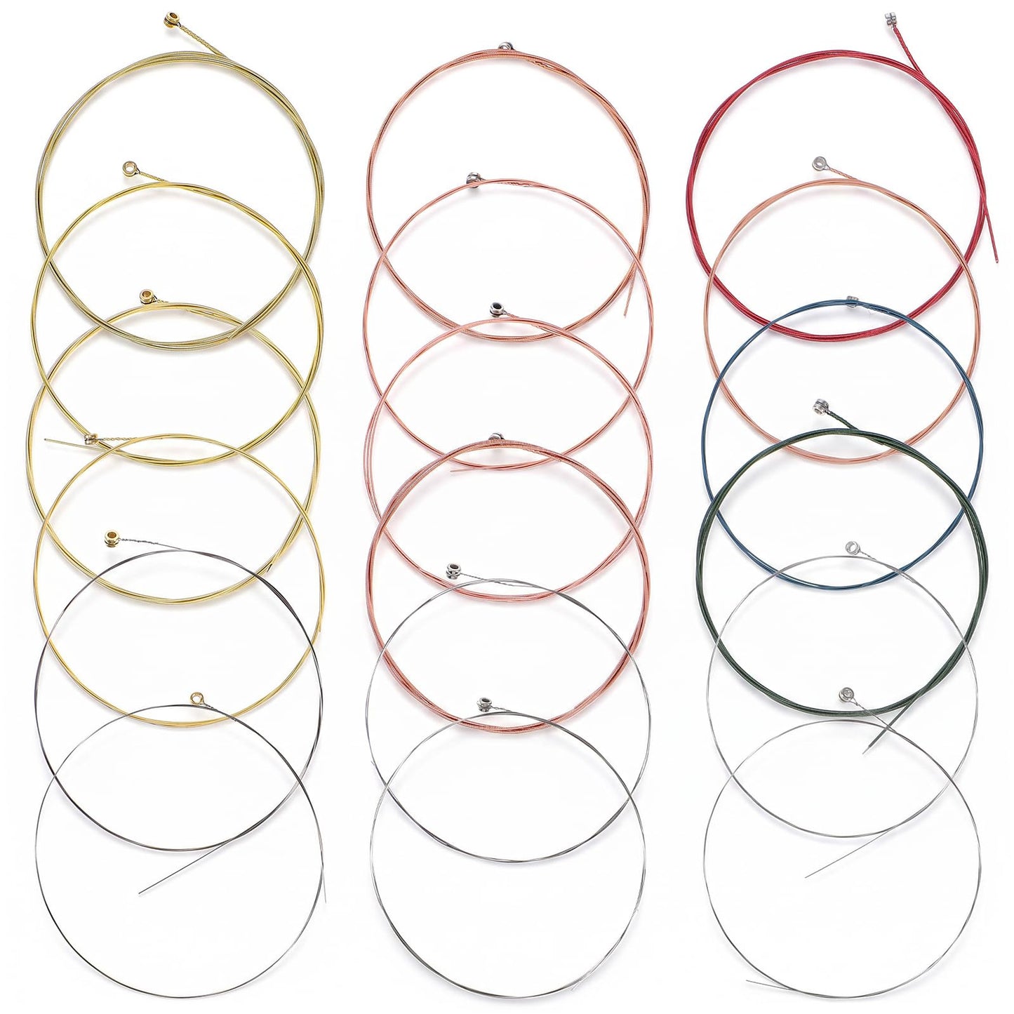 18 PCS Acoustic Guitar Strings, Steel And Copper Material, Red, Yellow, Multicolor, 6 Different Diameters, Replacement Strings