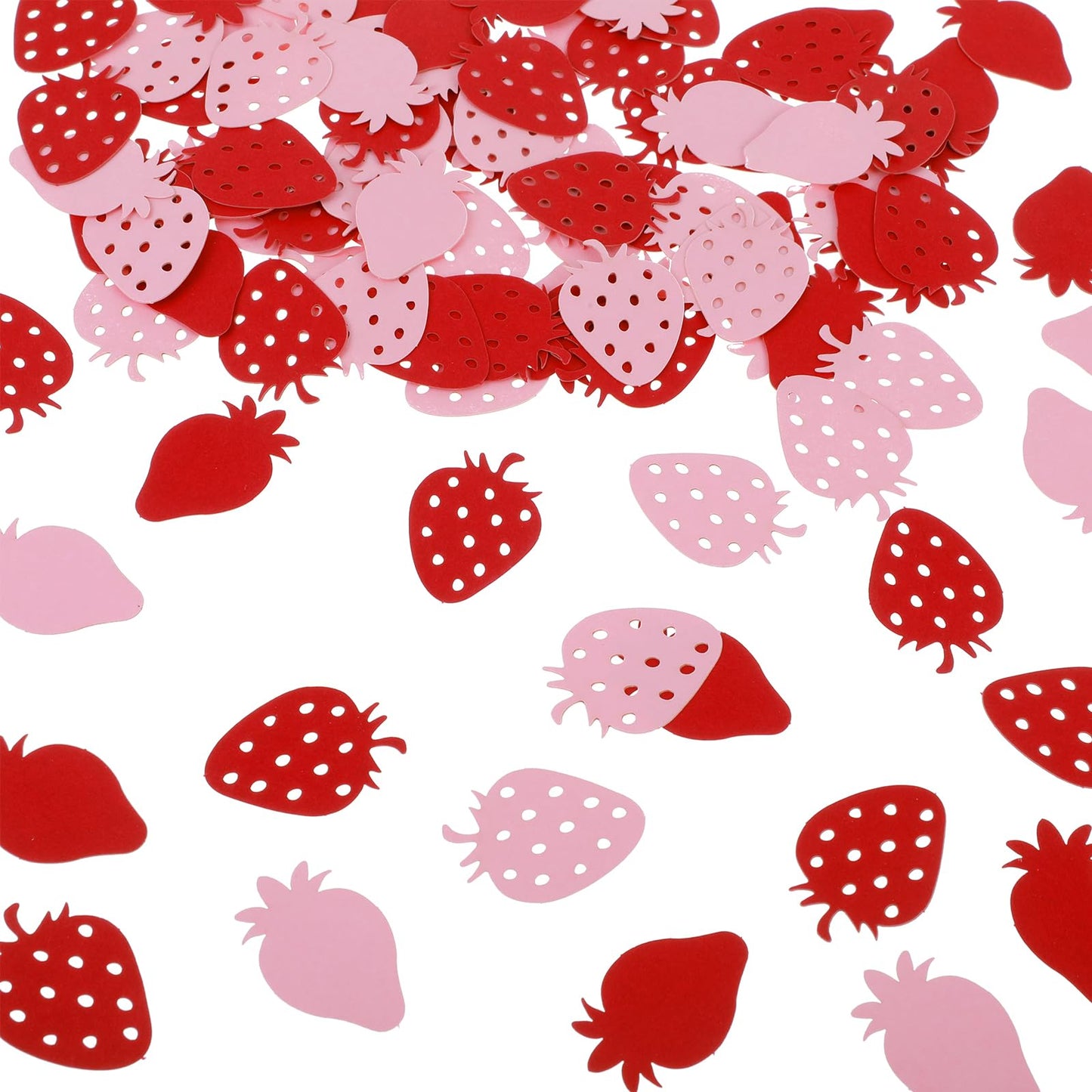 100 Pcs Strawberry Confetti Strawberry Table Confetti Red and Pink Paper Scraps Strawberry Dot Confetti Strawberry Table Decorations for Strawberry Themed Baby Shower Birthday Wedding Party Decor