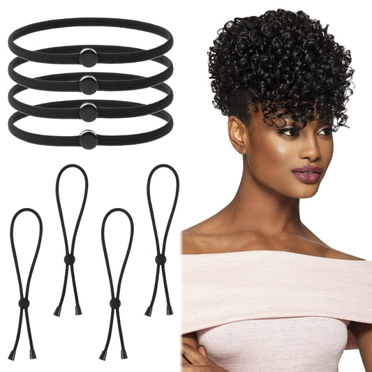 Adjustable Hair Tie,BlackLarge Hair Ties For Women,Natrual Curly Hair Accessories for Thick Heavy Hair Natrual Afro Puff Ponytail Long Hair Holders Adjustable Hair Band Braids(8Pcs)