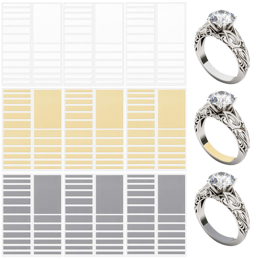 9 Sheets Ring Spacer Invisible Ring Adjuster For Loose Rings Soft Foam Ring Size Adjuster Ring Smaller Adjuster Invisible for Men Reducer for Wide Rings,Multiple Resizer (White,Gray,Yellow)