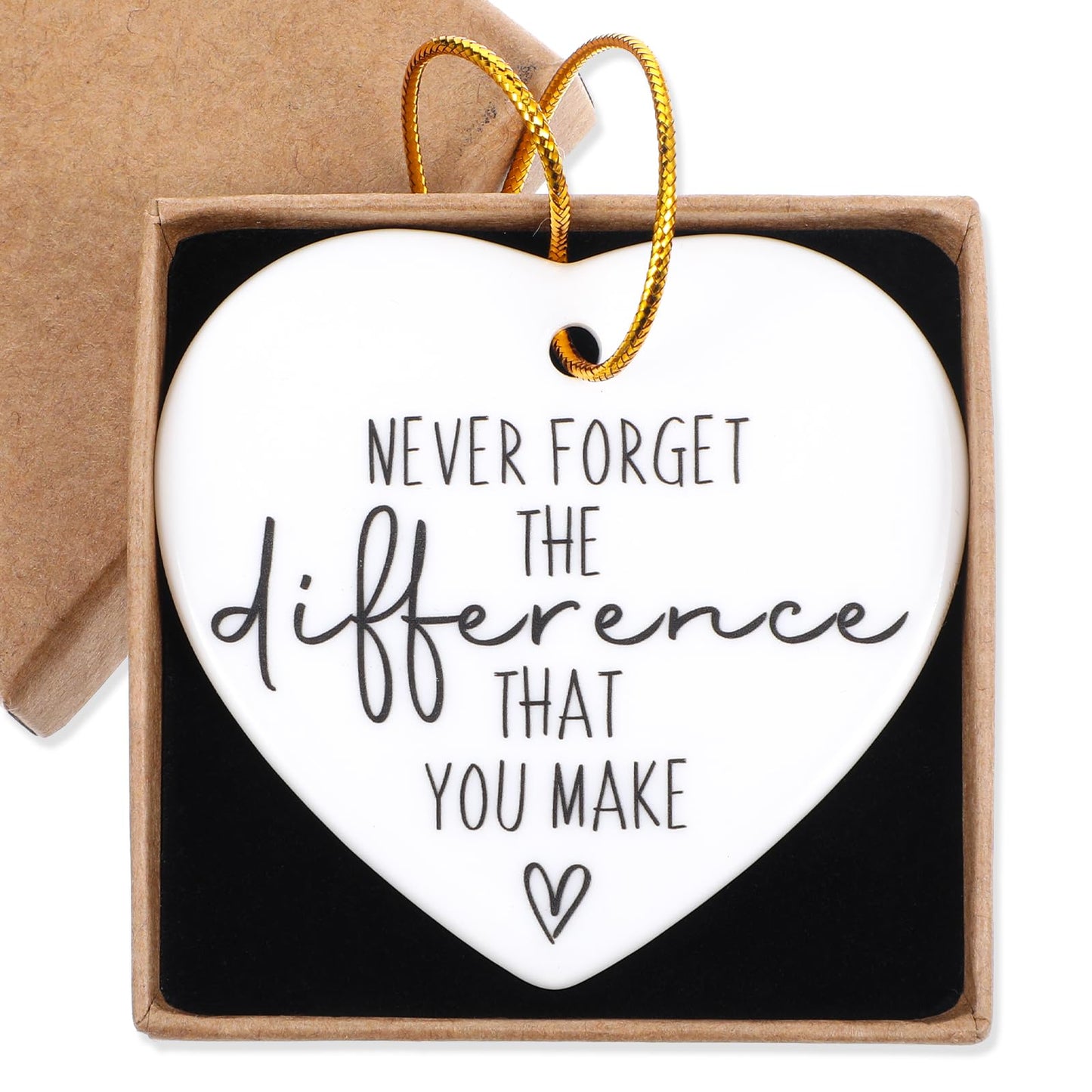 Thank You Gifts Never Forget The Difference You Make Ceramic Heart Appreciation Gifts Memorial Gifts Retirement Gifts Employee Appreciation Gifts Inspirational Gifts for Women Men