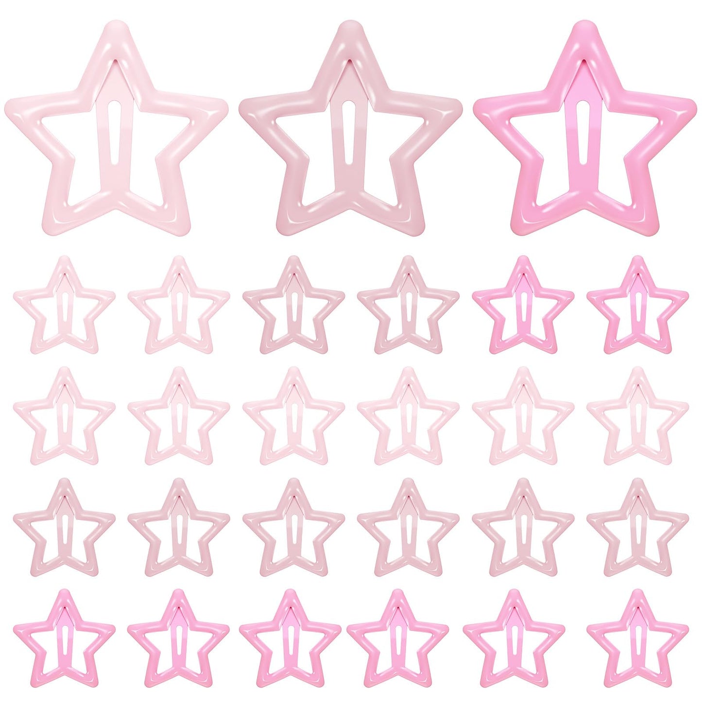 30 PCS Pink Star Hair Clip,1.18"/3cm Metal Star Snap Hair Clip,Fasion Y2k Pink Barrettes Stars Hairs Accessories for Girls Women