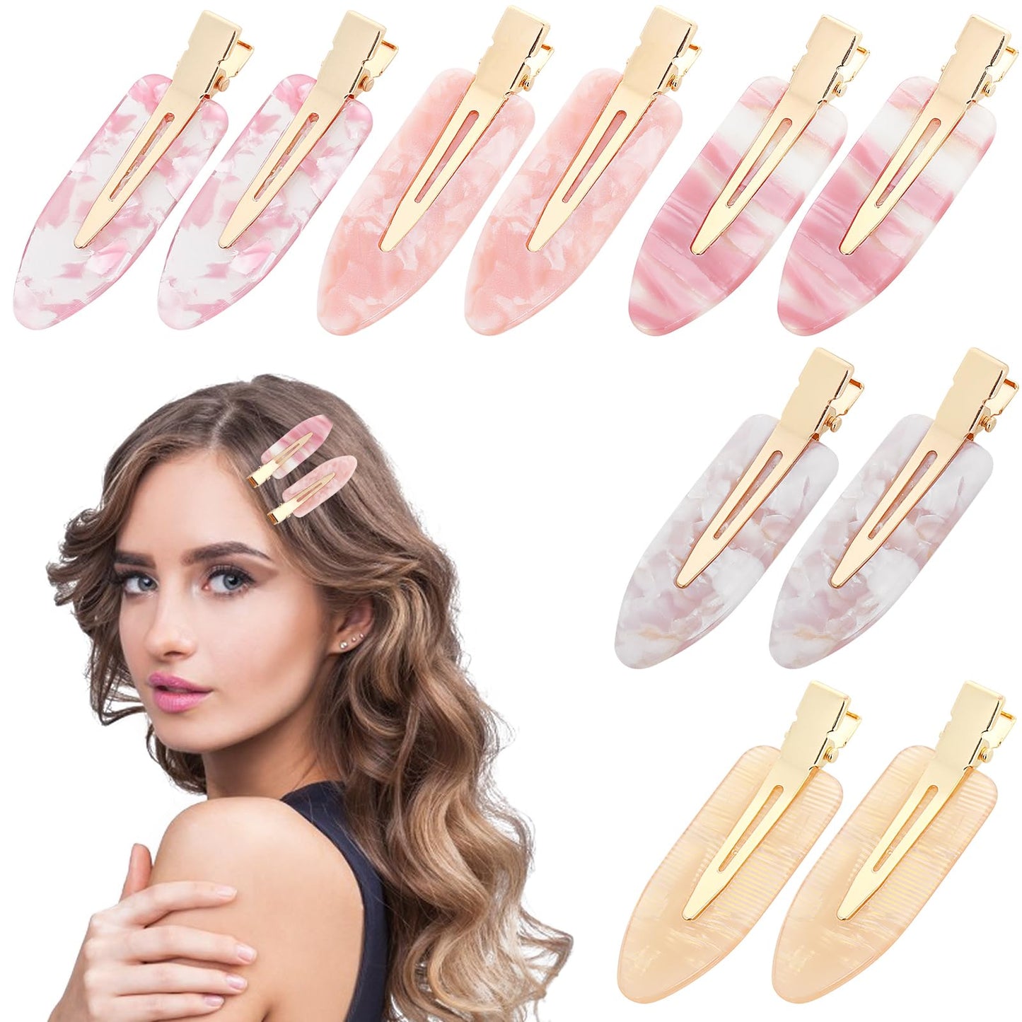 Lusofie 10PCS No Crease Hair Clips No Bend Hair Clips Acrylic Resin Flat Clip Creaseless Hair Clips for Makeup Salon Hairstyle for Women Girls