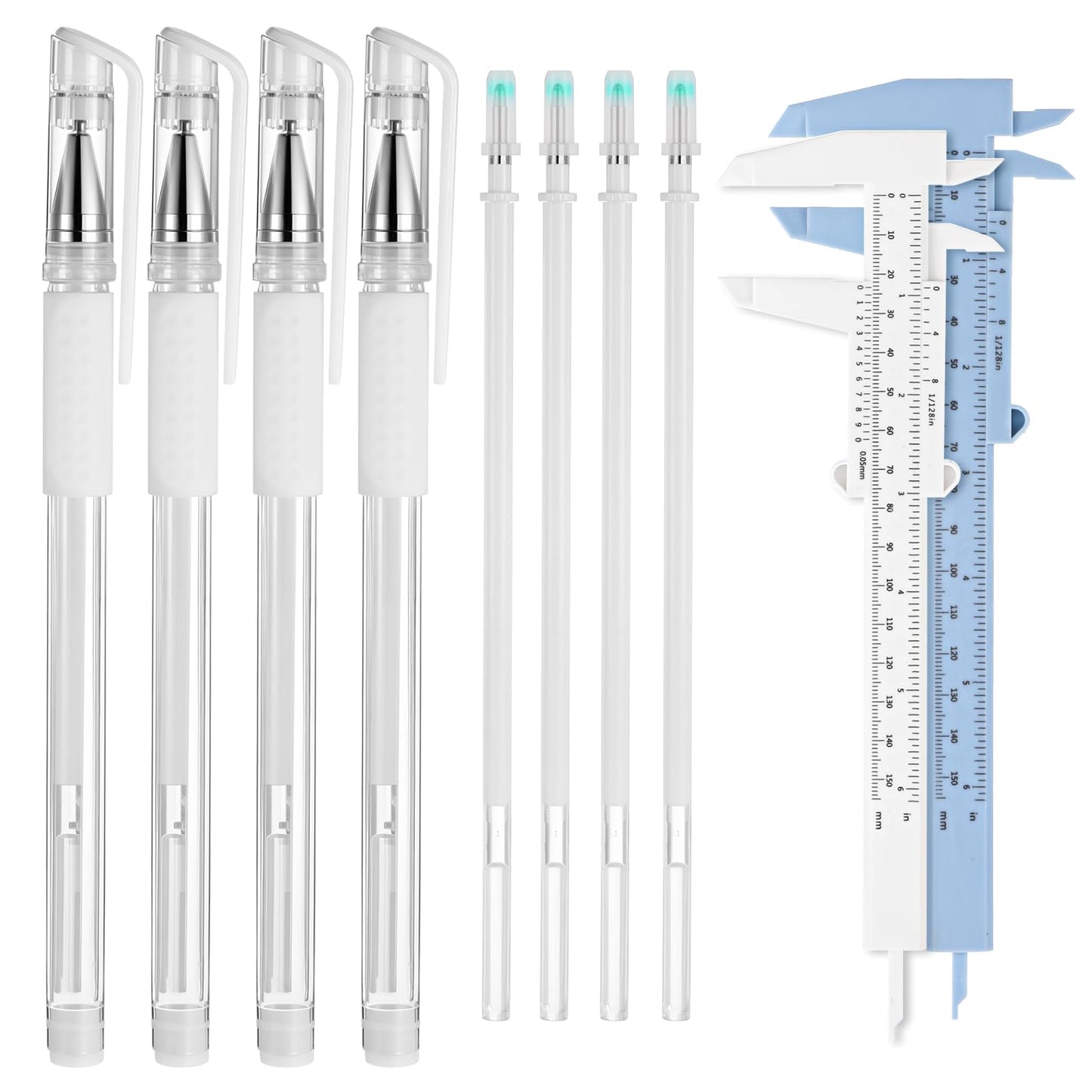 Eyebrow Mapping Kit, 4Pcs Eyebrow Microblading Marker Pens with 4 Replacement Refills and 2 Ruler, Eyebrows Makeup Position Mapping Mark Tools for Eyebrows Lip Skin