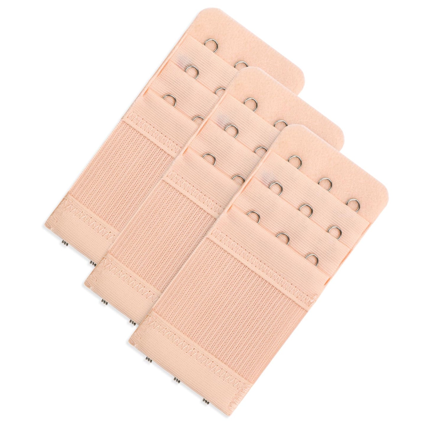 Yolev 3 Pieces Women's Bra Extenders Women's Stretchy Bra Extension Strap 3 Hooks 3 Rows Elastic Bra Band Hook (Apricot)