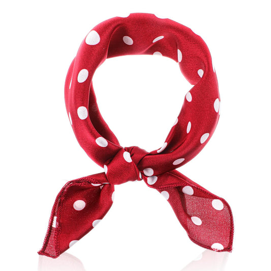 Ziuohaa Red Polka Dot Scarf - Vintage Square Scarf For Women For Hair Neck Waist - Casual Decorative Accessory