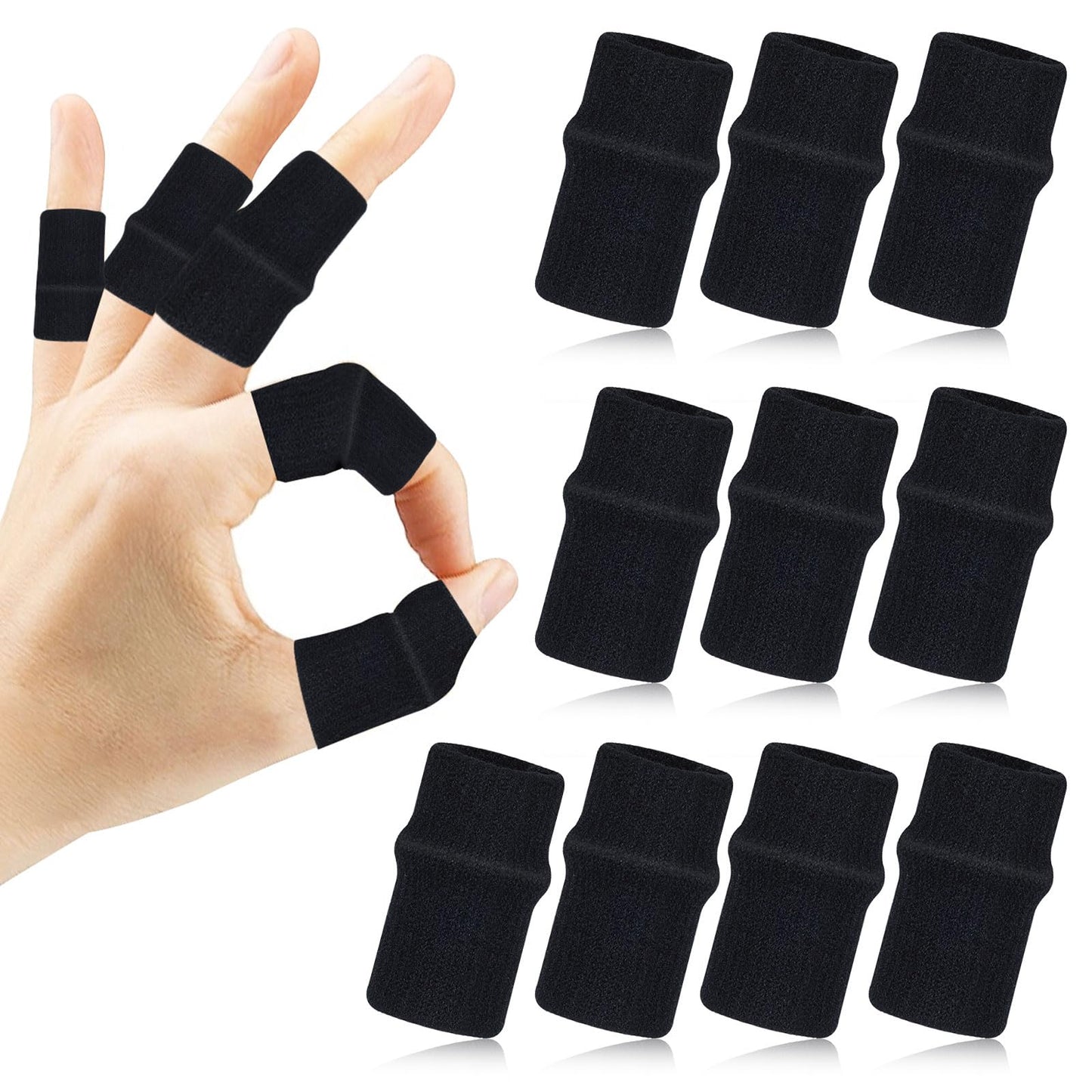 HaiFafafaing 20 Pcs Black Finger Sleeves, Breathable Finger Brace, Compression Support for Arthritis, Thumb Splint for Relief Support Protector and Reliving Pain (15x10.5x1cm)