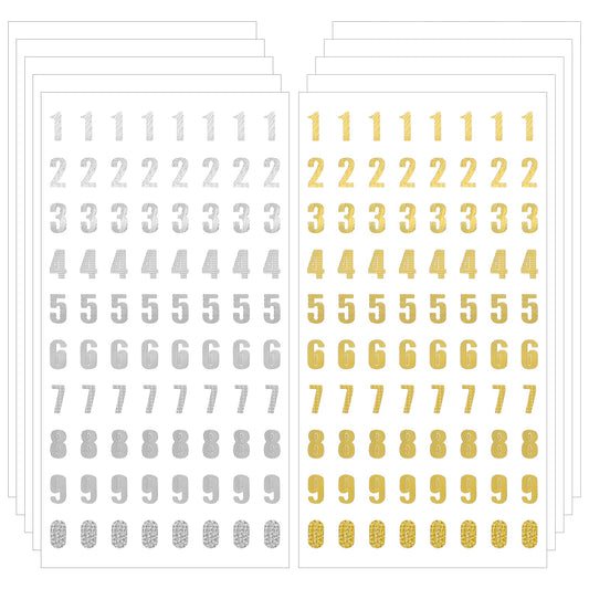 10 Sheets Number Stickers Glitter Stickers Self Adhesive Small Number Stickers Gold & Silver Glitter Number Stickers 0-9 Art Stickers for Scrapbooks Greeting Cards Arts Craft(Gold Silver)