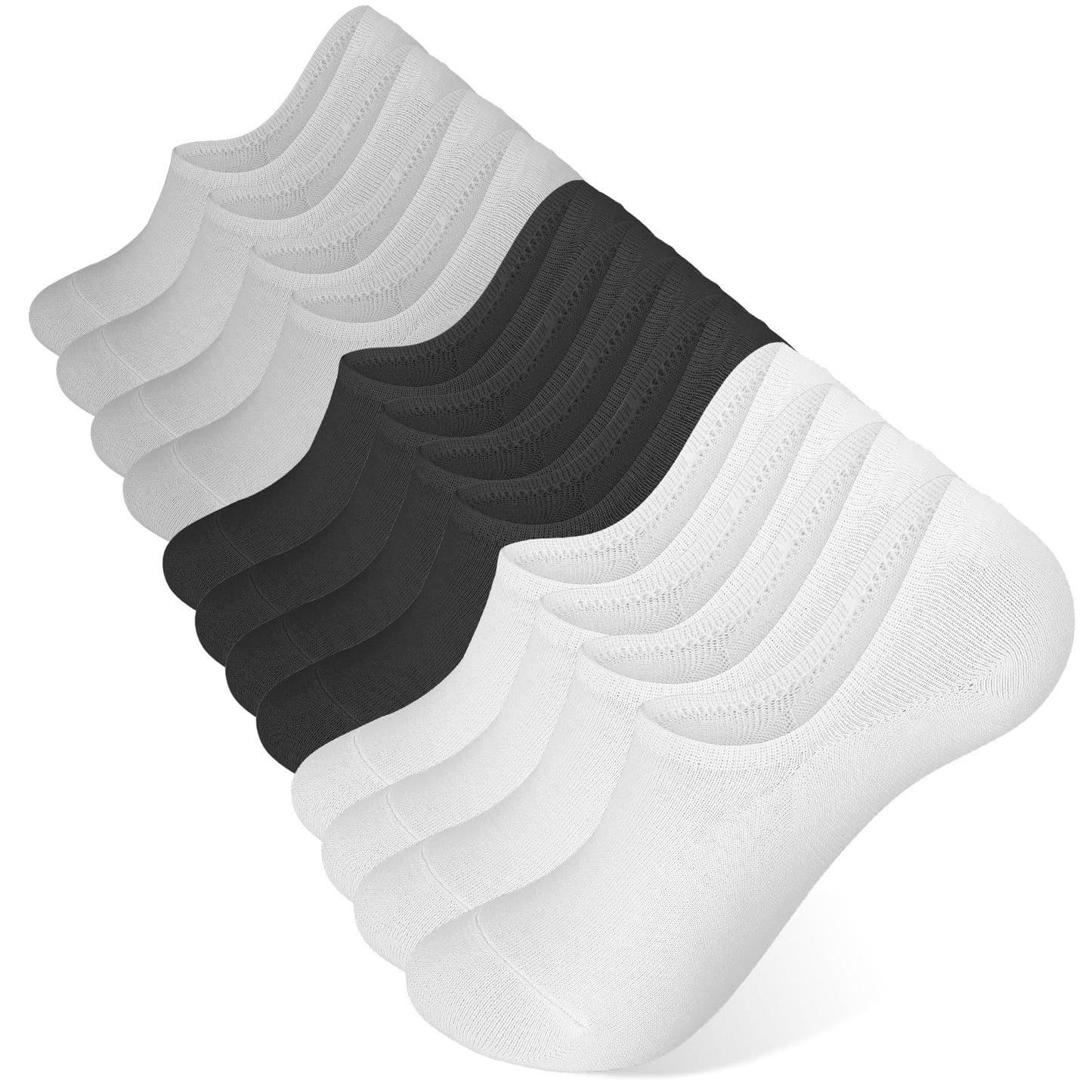 Telooco Mens No Show Socks Trainer Socks Low Cut Cotton Ankle Socks 6 Pairs Invisible Socks for Men Running Socks with Non-Slip Silicone Stripes