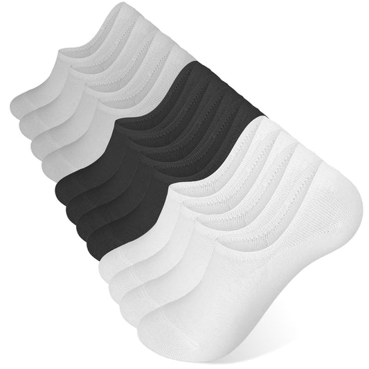 Telooco Mens No Show Socks Trainer Socks Low Cut Cotton Ankle Socks 6 Pairs Invisible Socks for Men Running Socks with Non-Slip Silicone Stripes