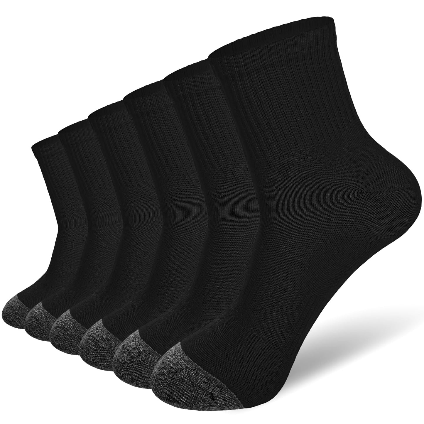 DIVINA VITAE 6 Pairs Mens Black Socks Size 10-13 Cushioned Athletic Running Socks Ankle Crew Socks Mens Short Socks Sports Socks for Any Sports Homeworkout Everday Socks