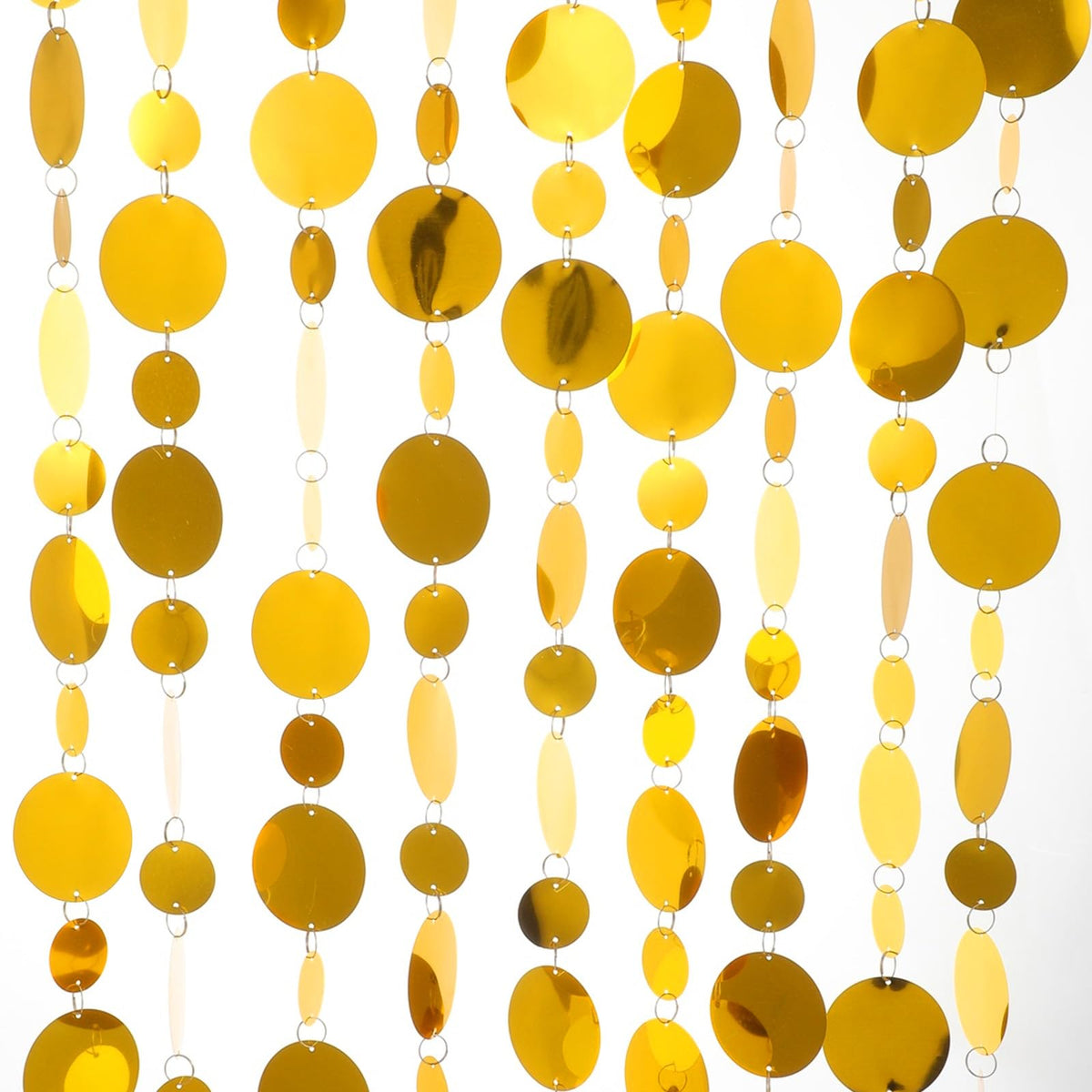 20Pcs Gold Shimmer Wall Backdrop,Gold Sequin Backdrop Circle Dots Garland Sparkle Sequin Beaded Curtain Garland with Hooks for Wedding Birthday Party 70s 80s 90s Theme Disco Party Decor Supplies