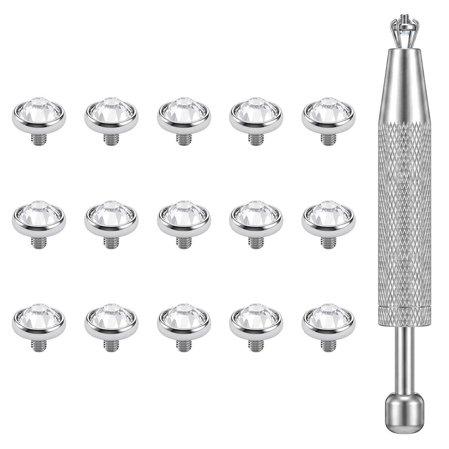 Fiyooau 16G Dermal Jewelry 4mm Dermal Tops with Piercing Ball Grabber Tool