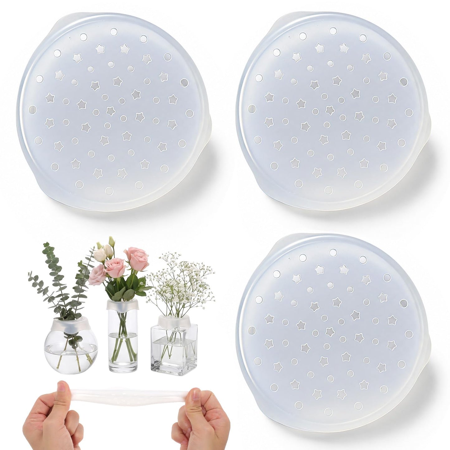 3Pcs Silicone Flower Arranging Grid Stretch Silicone Flower Arranger