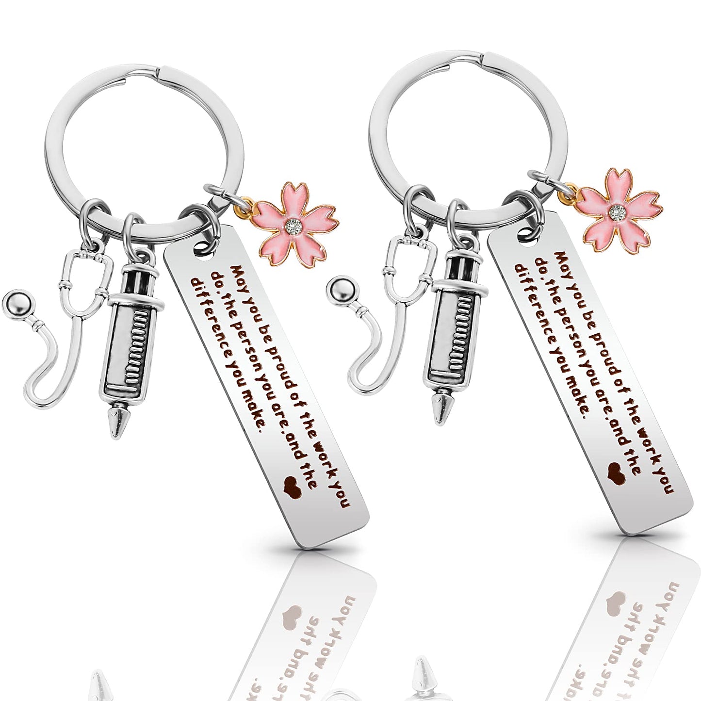 Yolev 2PCS Keyring Nurse Gifts Medical Nurse Gift Keychain Student Nurse Gifts Keychain for Nursing School Graduation Gifts Nurses Day Gift Keyring for Birthday Christmas Thanksgiving Day Nurse Gifts