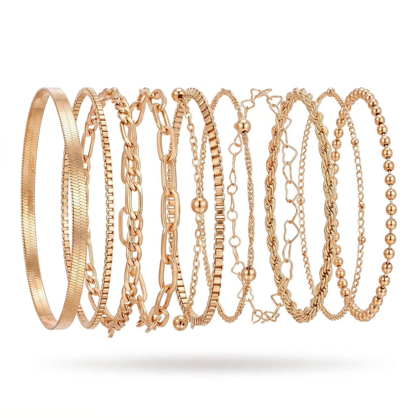 11Pcs Gold Bracelet Set Stackable Bracelets for Women Jewelry Gifts