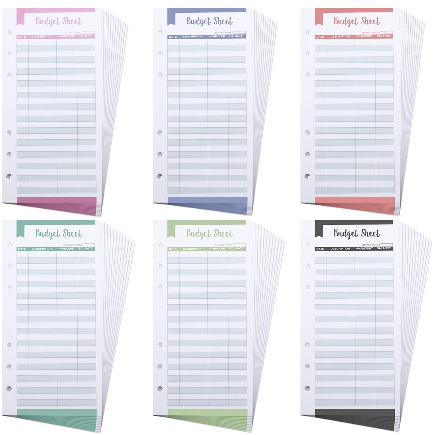 Lusofie 60pcs Budget Sheets for Binder, A6 Budget Binder with 6 Holes Expense Budget Tracker Sheets for Budget Planner A6 Budget Binder Inserts Cash Ledger Book Wallet Bill Organizer