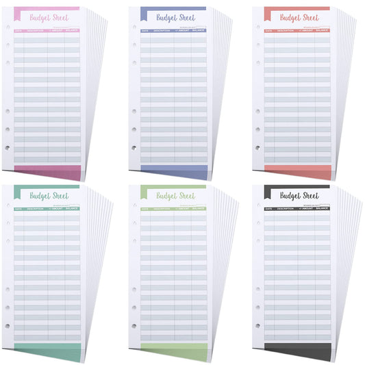 Lusofie 60pcs Budget Sheets for Binder, A6 Budget Binder with 6 Holes Expense Budget Tracker Sheets for Budget Planner A6 Budget Binder Inserts Cash Ledger Book Wallet Bill Organizer